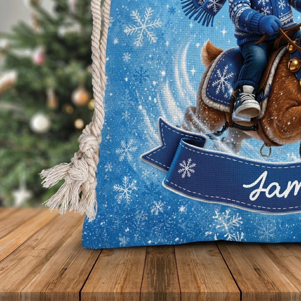 Personalized Future Reindeer Rider Christmas Sack, Custom Name Santa Gift Bag