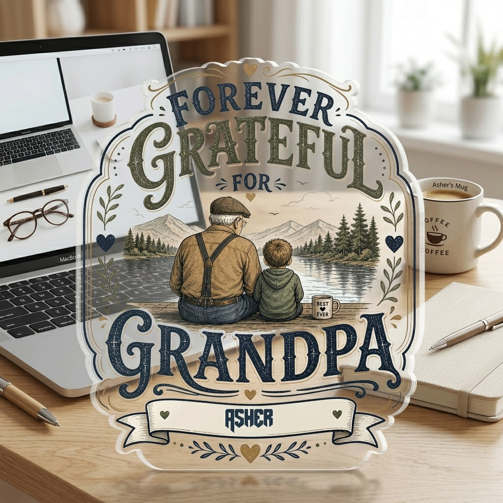 Personalized Forever Grateful Grandpa Acrylic Plaque - Custom Photo Gift