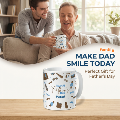 Personalized Happy Father’s Day Ceramic Mug Custom Name Gift for Dad Birthday Gift Idea