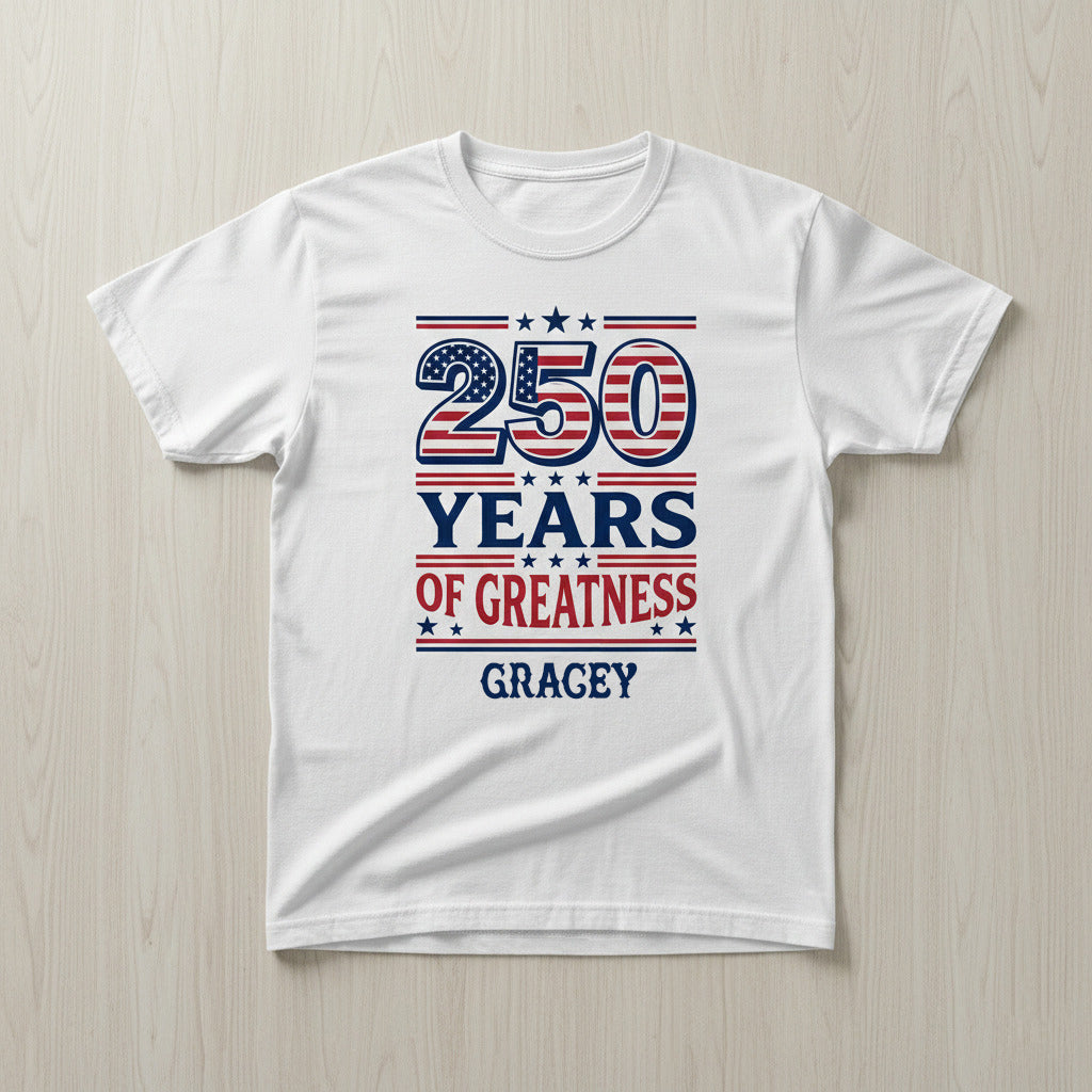 250 Years of Greatness USA Flag Patriotic 1776-2026 Anniversary Shirt