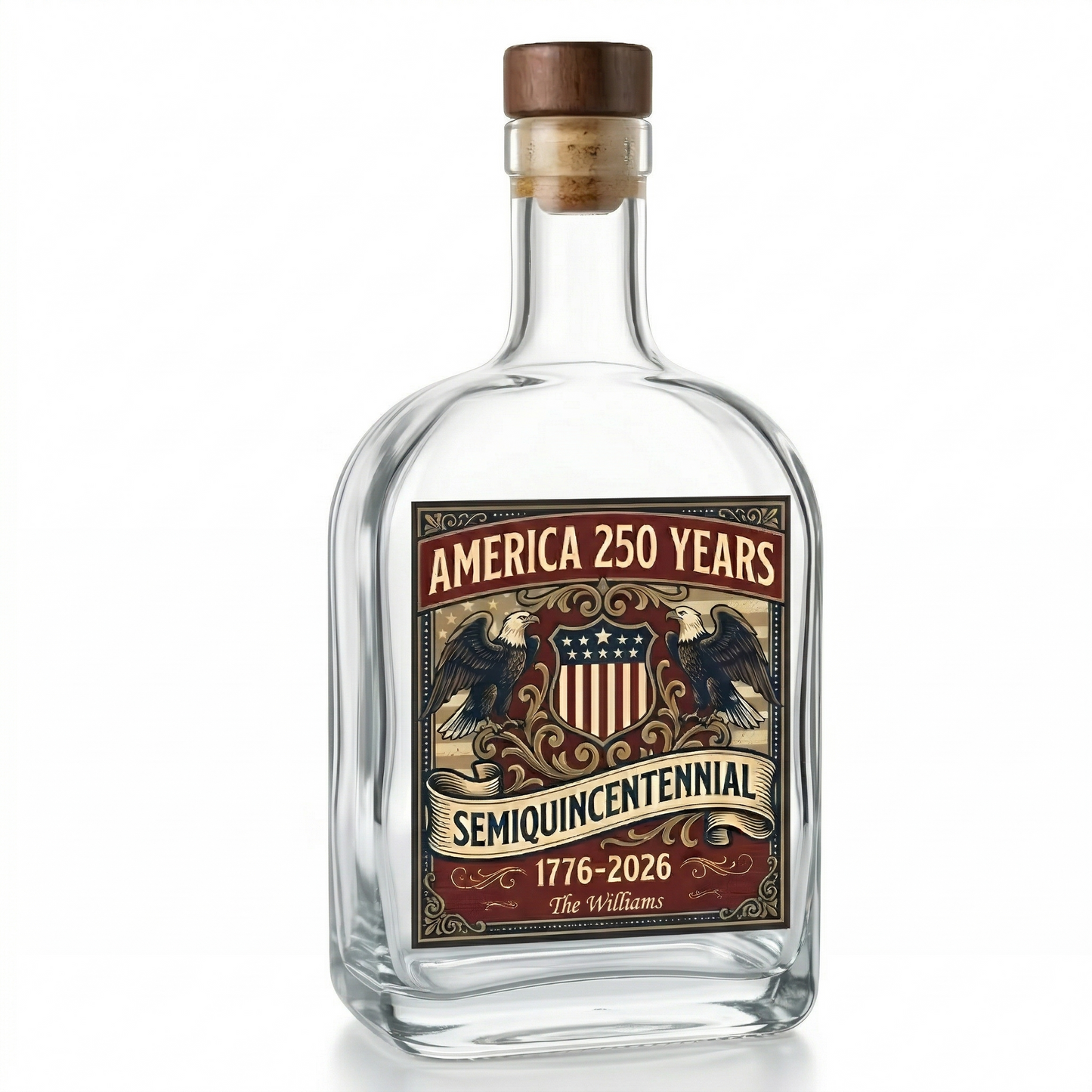 Celebrate Our America 250th Anniversary United States Semiquincentennial Whiskey Bottle