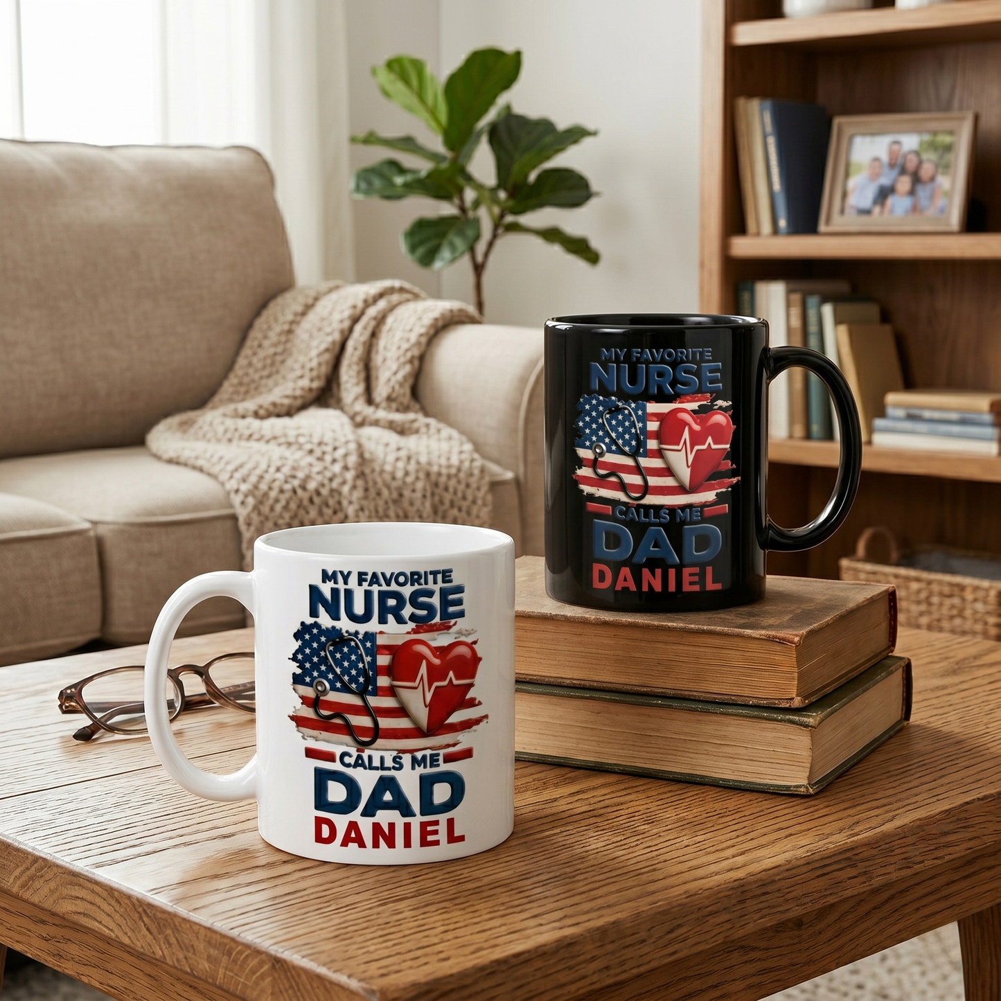Personalized Dad Mug – My Favorite Nurse Calls Me Dad Custom Name Coffee Mug