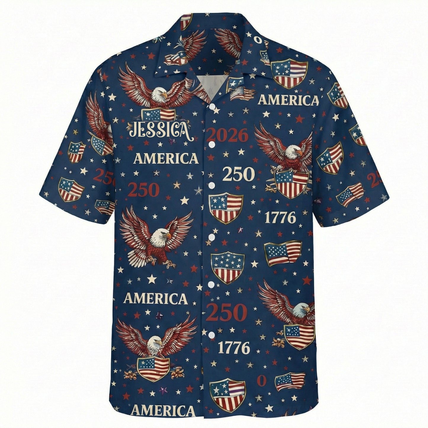 Celebrate America's 250th Anniversary Personalized Patriotic Hawaiian Shirt
