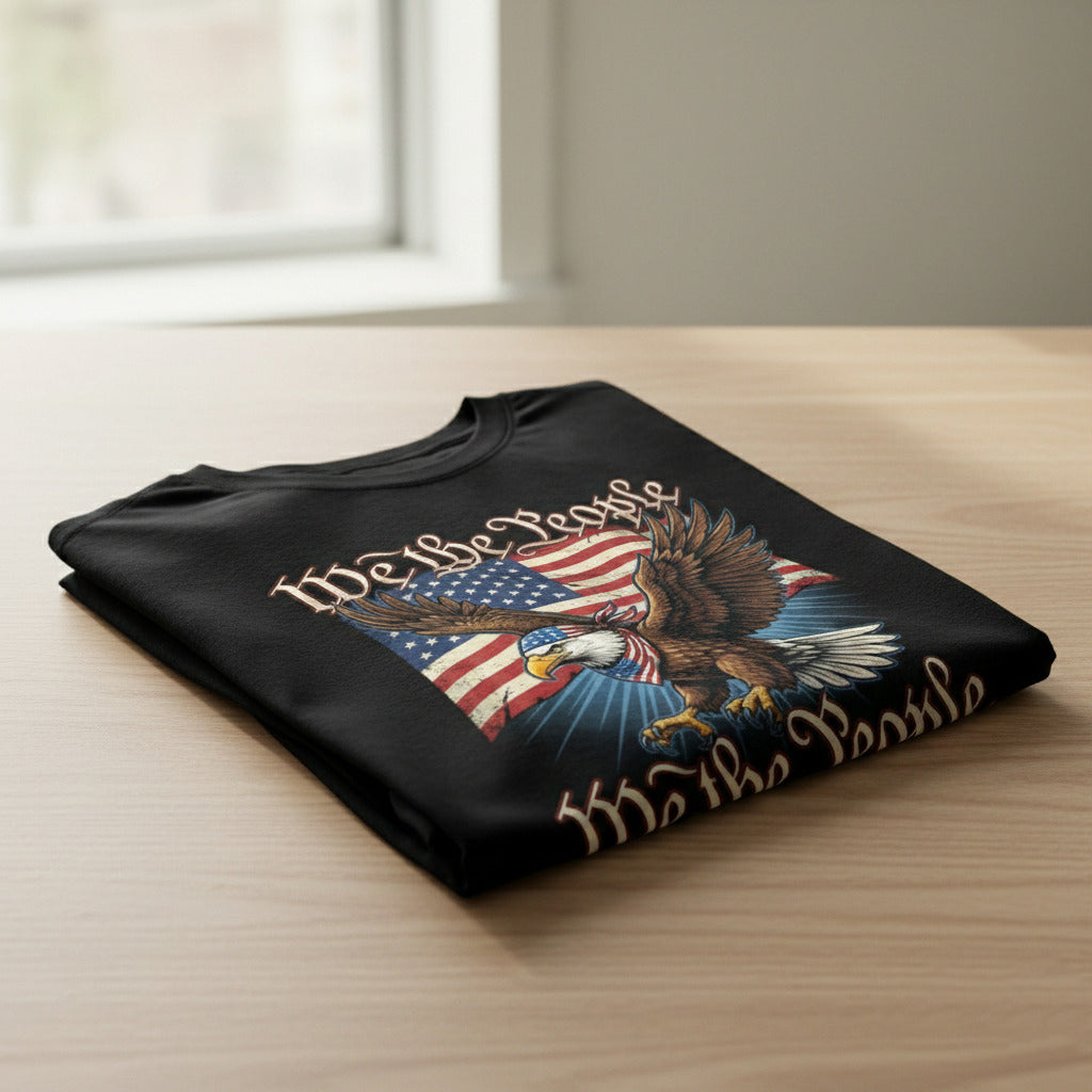We The People 250 Years Of Freedom USA Eagle Flag Shirt Personalized Patriotic Back Tee