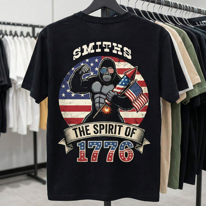 Personalized USA 250th Anniversary T-Shirt – Spirit of 1776 Patriotic Gorilla 4th of July Shirt 2026