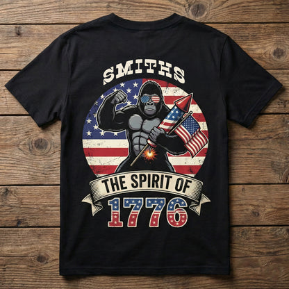 Personalized USA 250th Anniversary T-Shirt – Spirit of 1776 Patriotic Gorilla 4th of July Shirt 2026