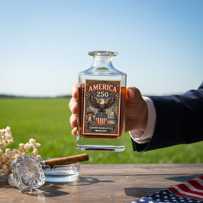 250 Years USA 250th Birthday 1776-2026 Eagle Flag Decanter