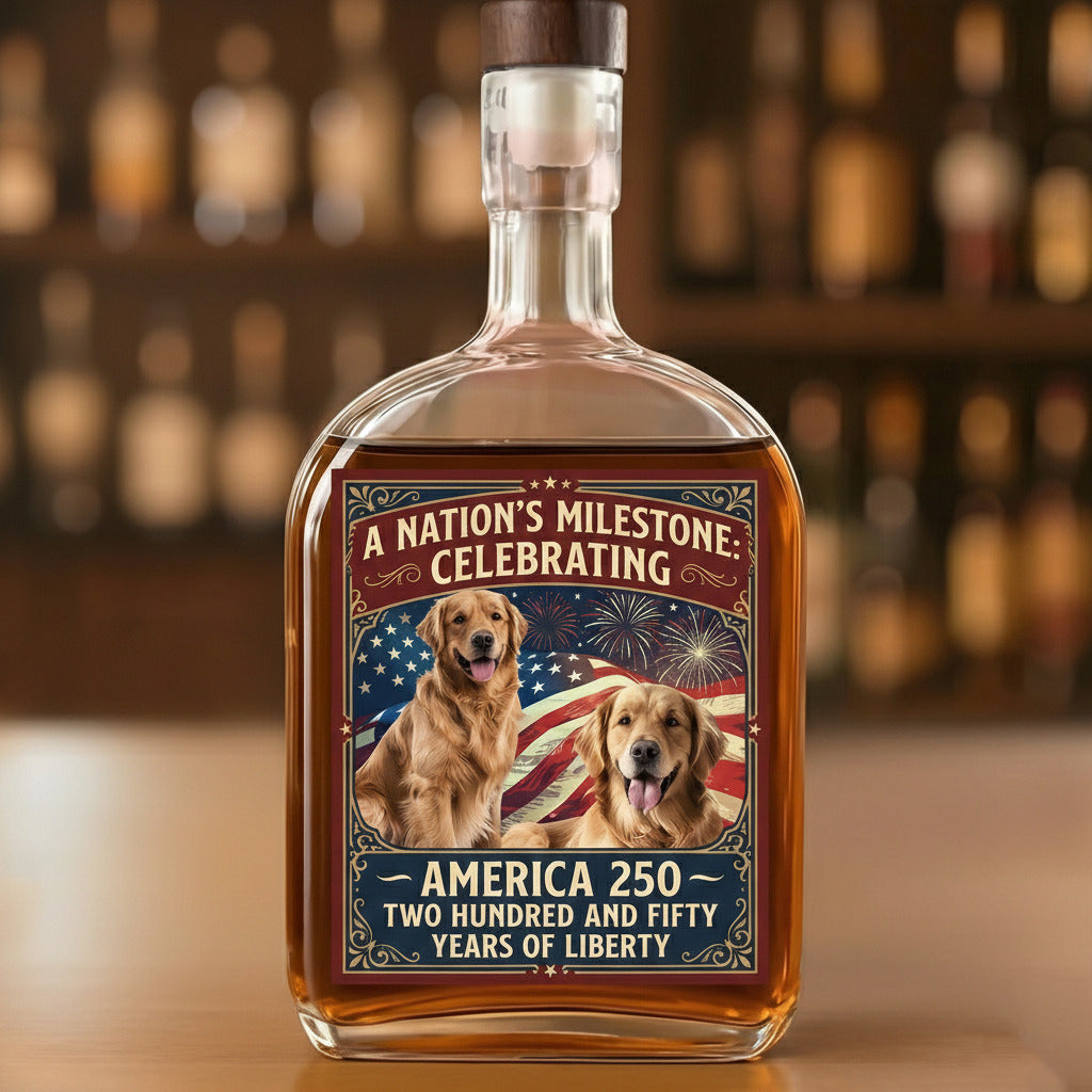 Custom Photo Even My Dogs Cats Are Waiting For America’s 250th Whiskey Bottle