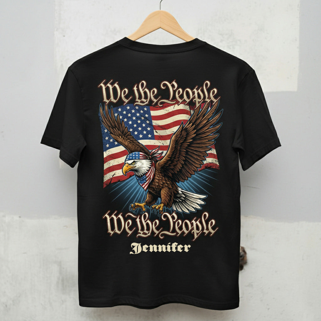 We The People 250 Years Of Freedom USA Eagle Flag Shirt Personalized Patriotic Back Tee