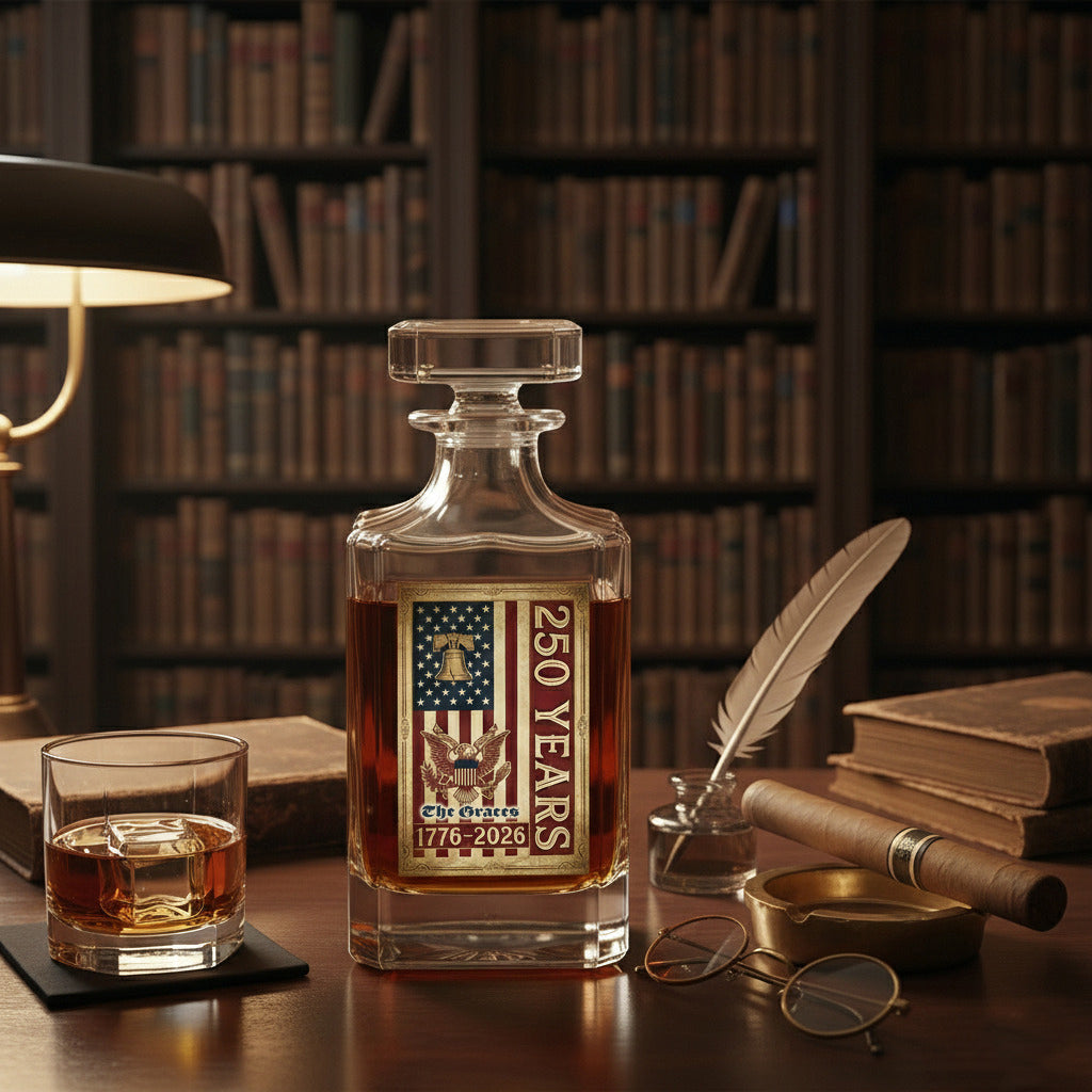 America 250th Birthday US Flag 250 Years We The People Decanter