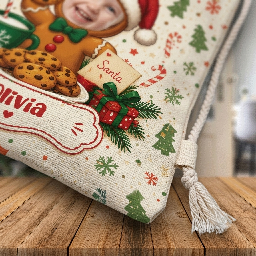 Personalized Official Cookie Taster for Santa Christmas Sack, Custom Name Santa Gift Bag