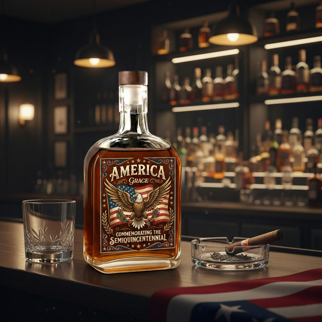 America 250 Years Happy 250th Birthday USA Whiskey Bottle