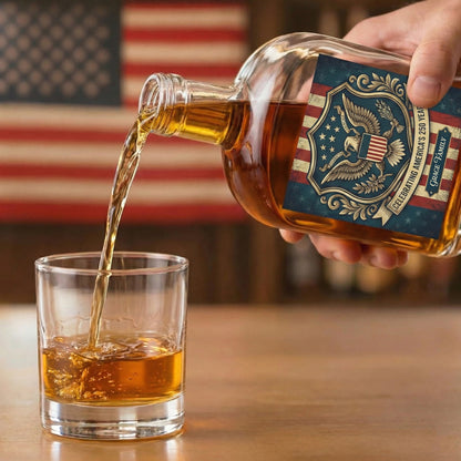 Happy 250th Birthday America Flag Whiskey Bottle