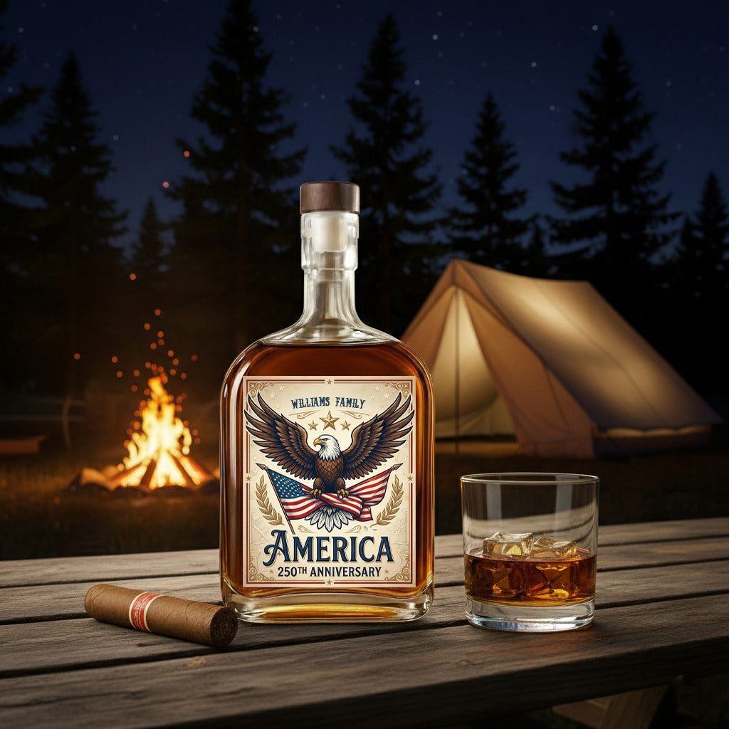Celebrate 250 Years of America USA Anniversary 1776-2026 Whiskey Bottle