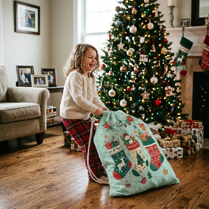 Personalized Christmas Stockings Christmas Sack, Custom Name Santa Gift Bag