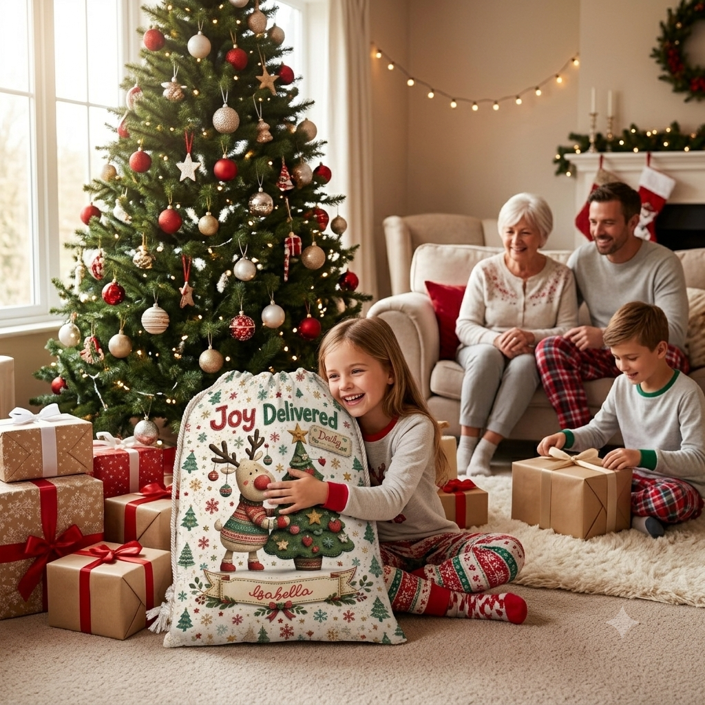 Personalized Joy Delivered Christmas Sack with Custom Name