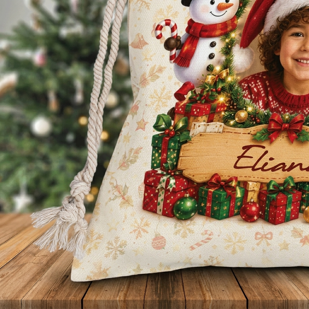 Personalized Holiday Magic Inside Christmas Sack, Custom Name Santa Gift Bag