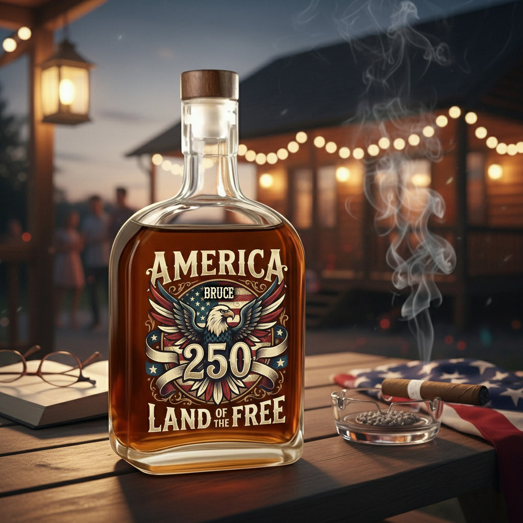 America 250 USA Freedom Liberty Whiskey Bottle