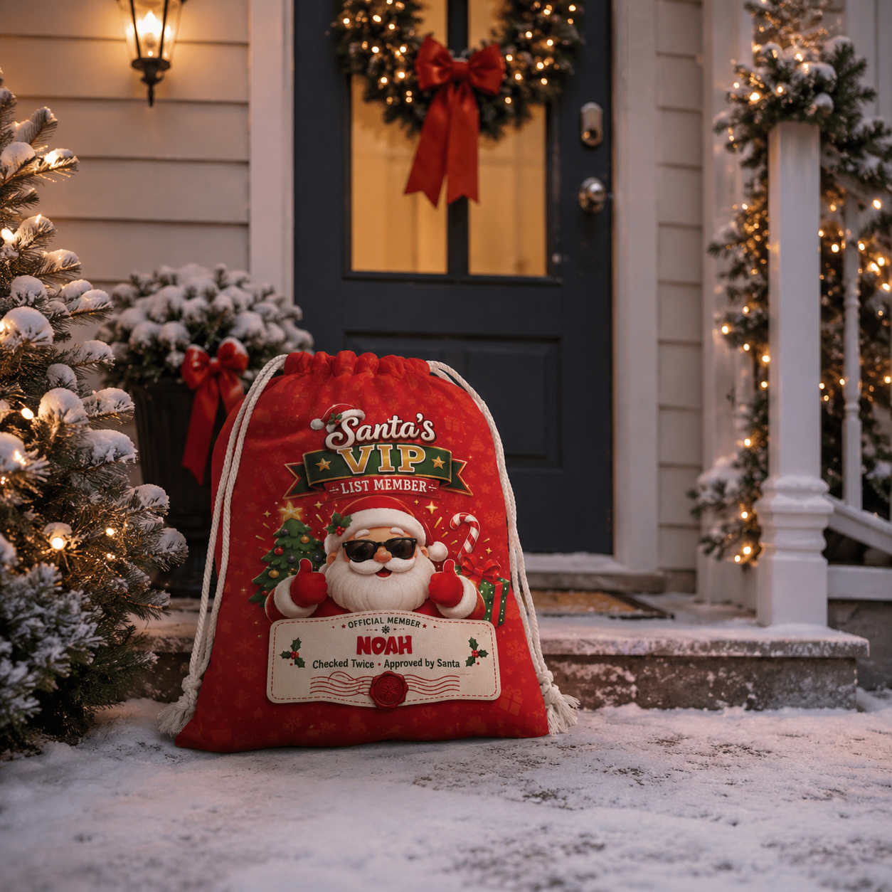 Personalized Santa's VIP List Member Christmas Sack, Custom Name Santa Gift Bag