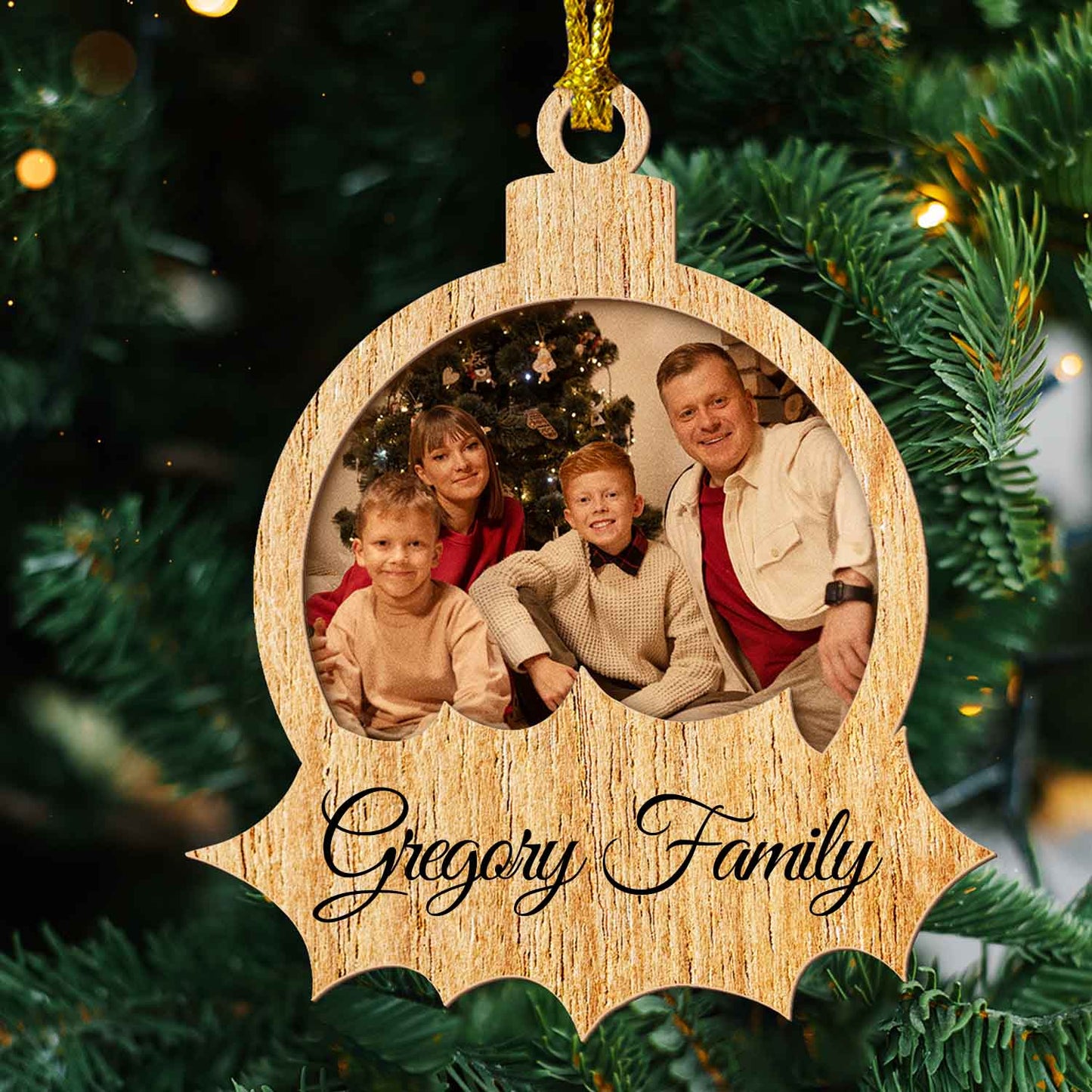 Personalized Wooden 2-Layer Christmas Ornament With Photo – Custom Family Keepsake Holiday Decoration