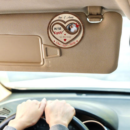 Love You To Infinity – Meaningful Car Gift for Couples – Personalized Photo 2-Layer Wooden Car Clip
