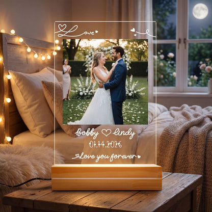 Love You Forever – Timeless Love Gift for Couples – Personalized Couple Photo Night Light