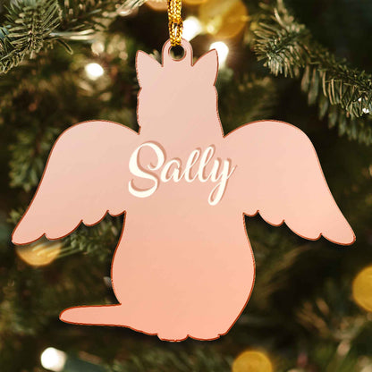 Memorial Cat With Wings Mirrored Acrylic Christmas Ornament