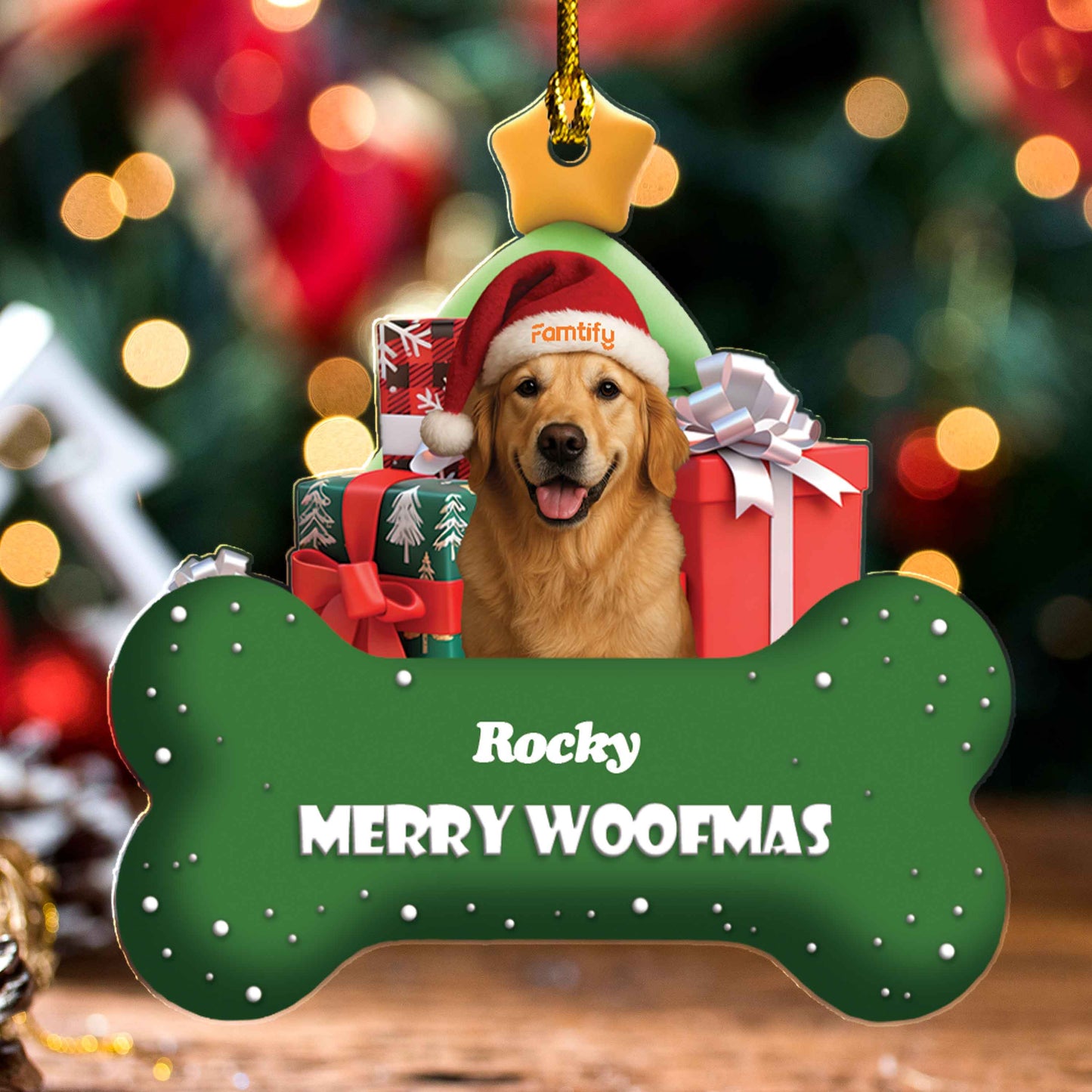 Merry Woofmas – Personalized Dog Acrylic Ornament