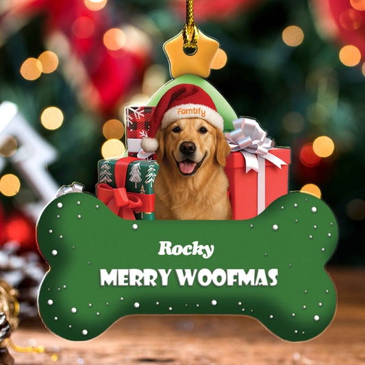 Merry Woofmas - Personalized Dog Acrylic Ornament