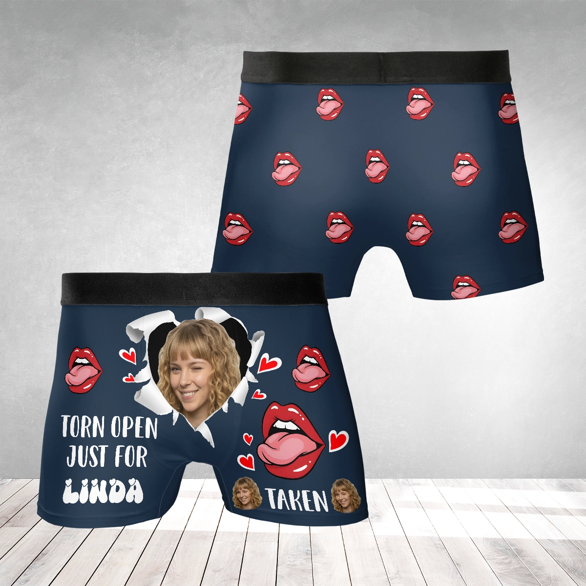 Torn Open Just for You – Playful Funny Gift for Husband or Boyfriend – Personalized Photo Men’s Boxer Briefs
