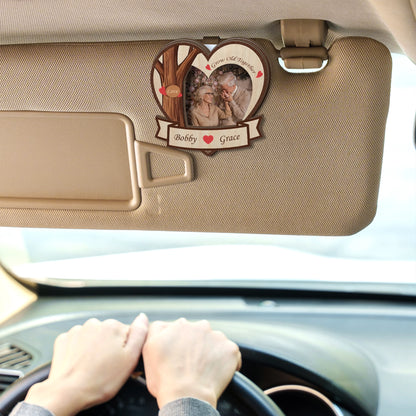Grow Old Together – Wedding & Anniversary Car Gift for Couples – Personalized Heart-Shape Photo 2-Layer Wooden Car Clip