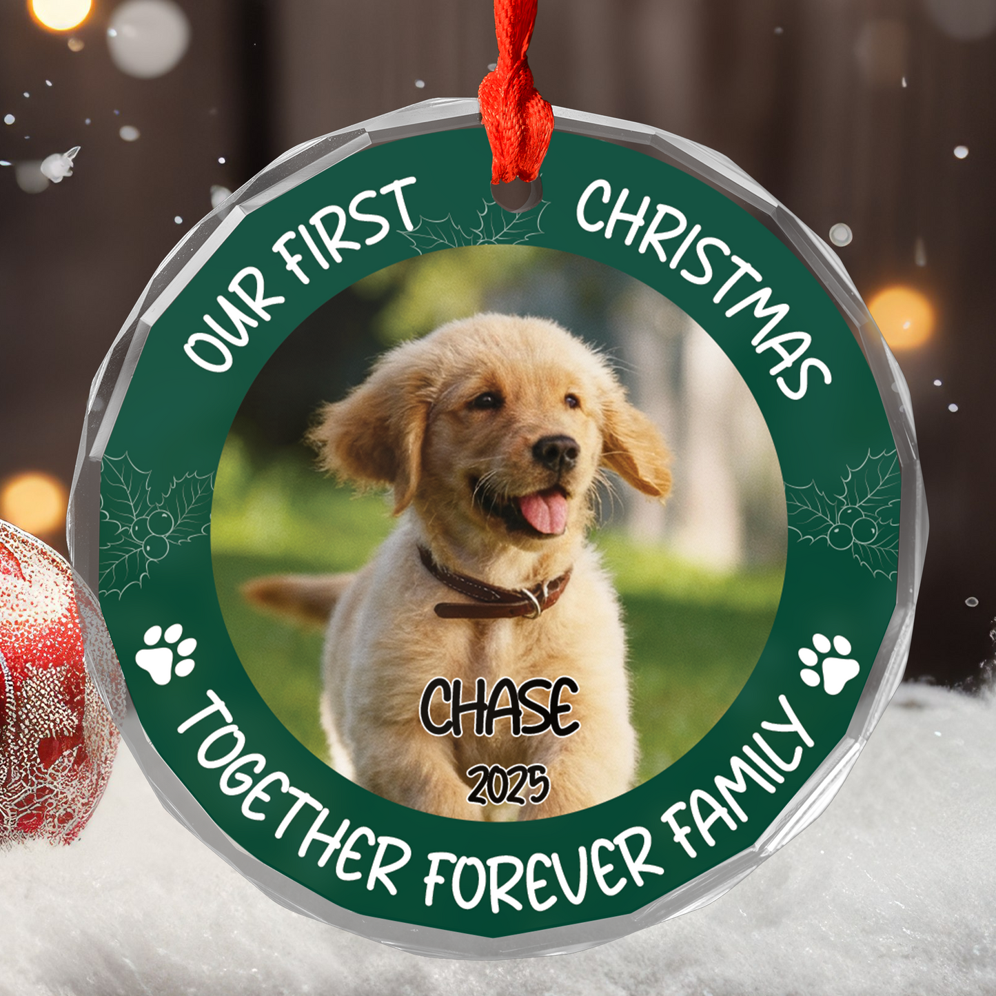 Our First Christmas Together - Glass Ornament For Pet Lovers Christmas Keepsake Gift
