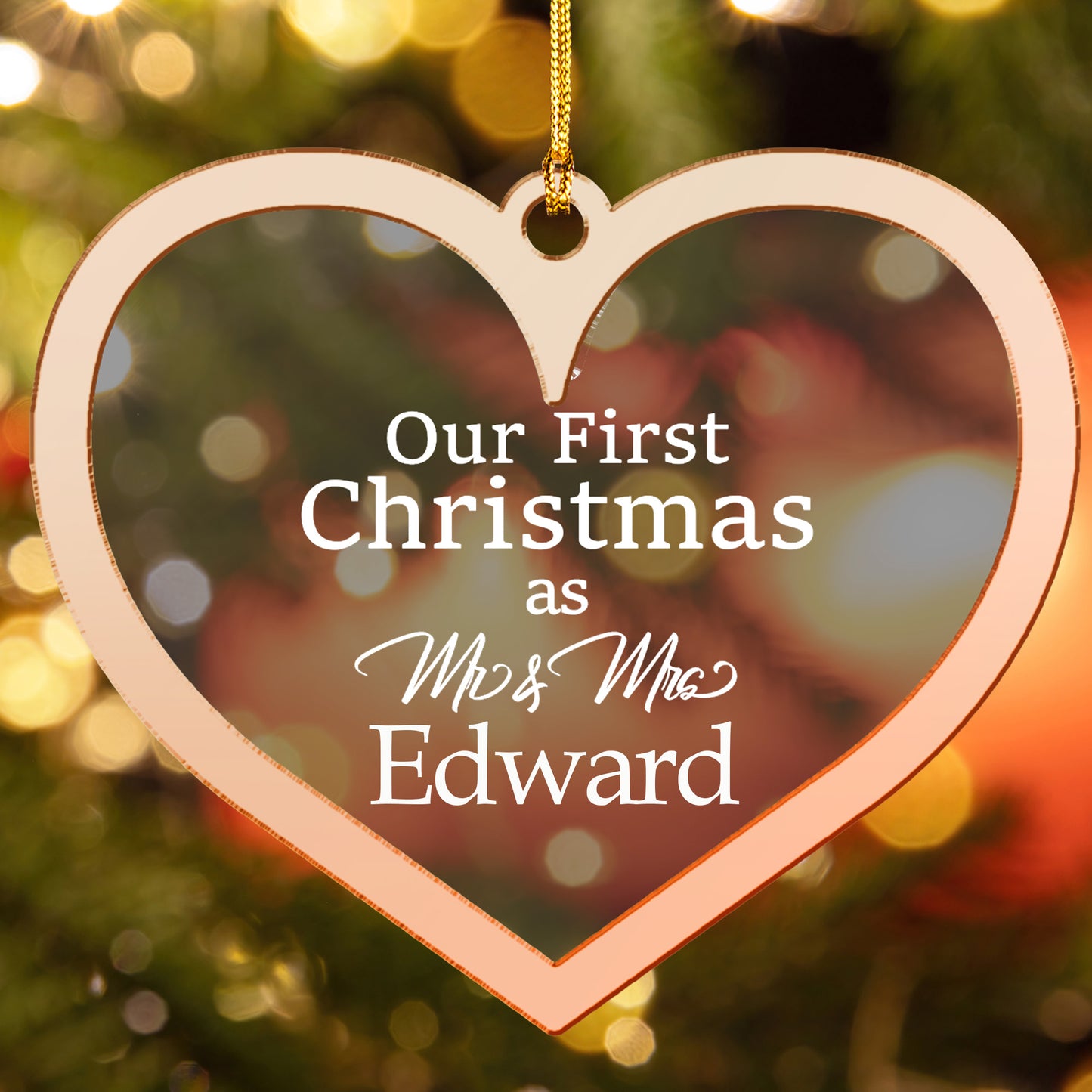 Custom Clear Acrylic And Mirrored Heart Ornament - Personalized Name Gift