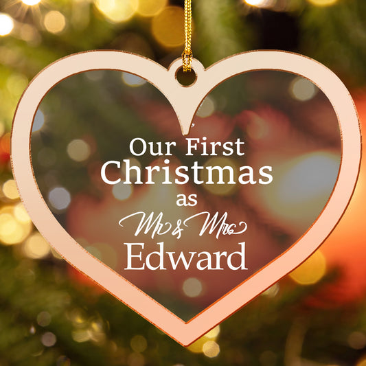 Custom Clear Acrylic And Mirrored Heart Ornament - Personalized Name Gift