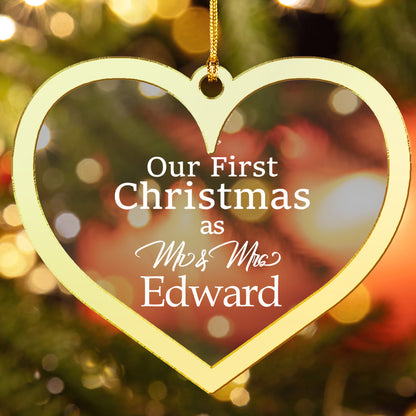 Custom Clear Acrylic And Mirrored Heart Ornament - Personalized Name Gift