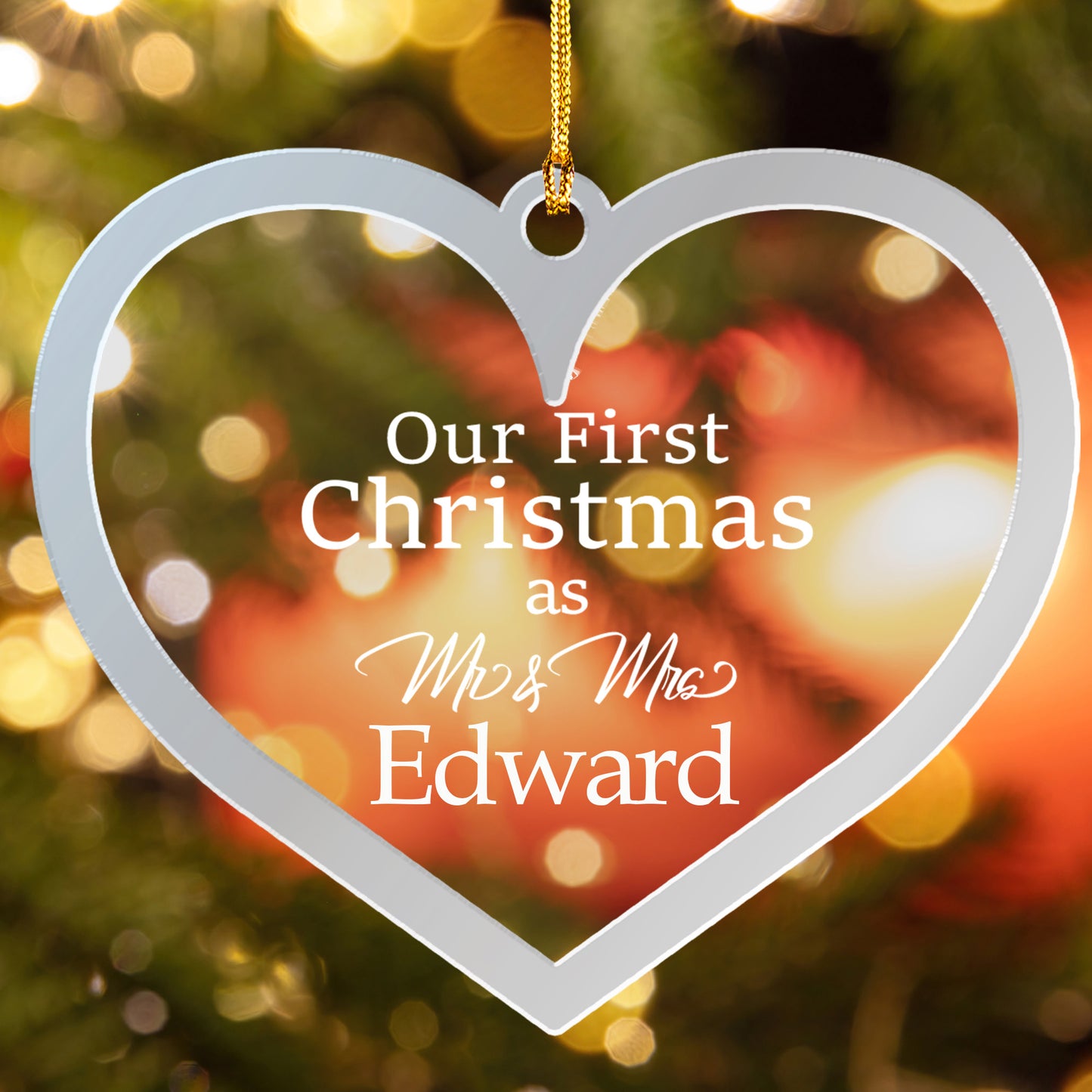 Custom Clear Acrylic And Mirrored Heart Ornament - Personalized Name Gift