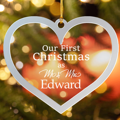 Custom Clear Acrylic And Mirrored Heart Ornament - Personalized Name Gift