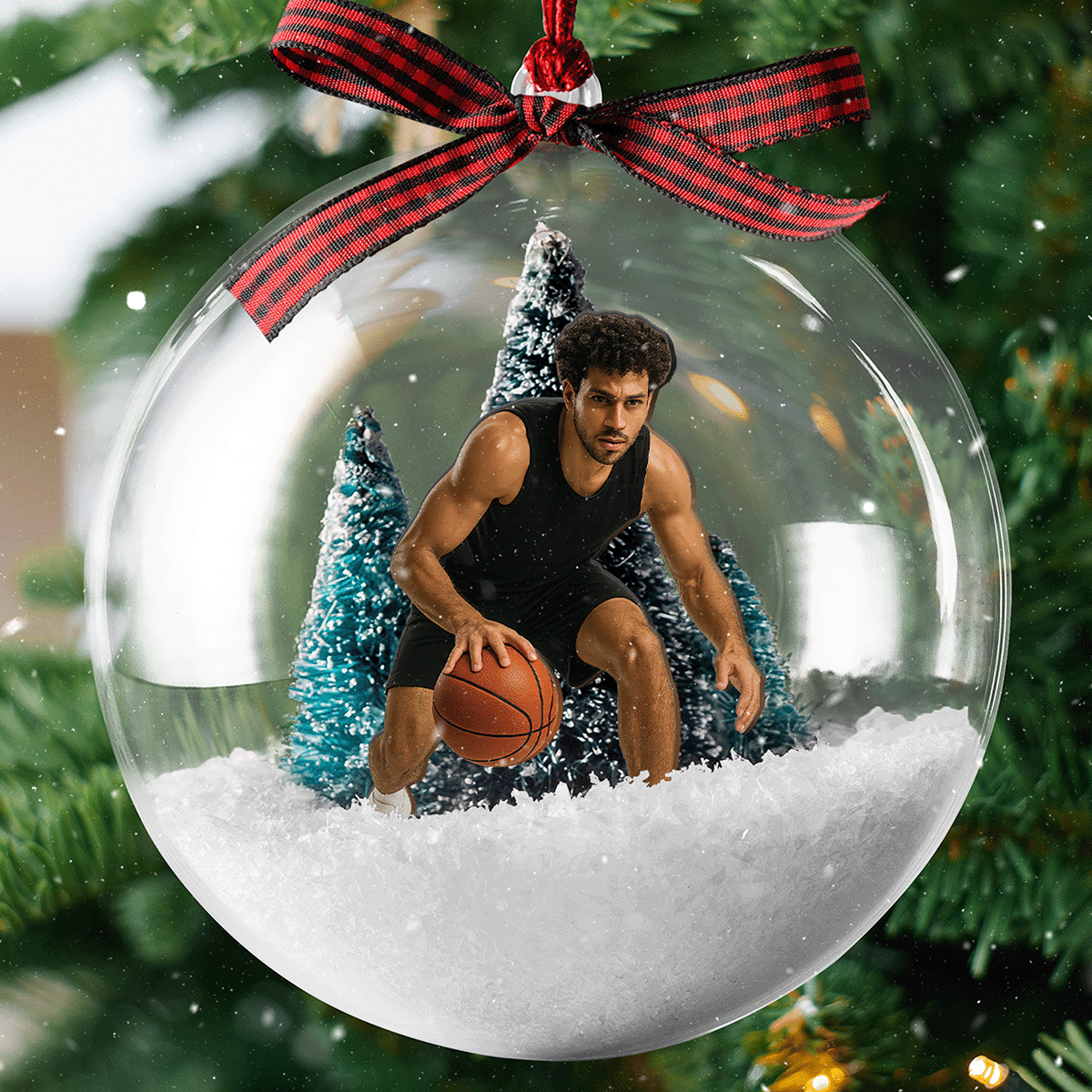 Personalized Basketball Player Christmas Bauble Ornament