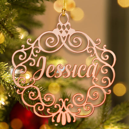 Personalized Mirrored Acrylic Christmas Bauble Ornament With Engraved Name Gift