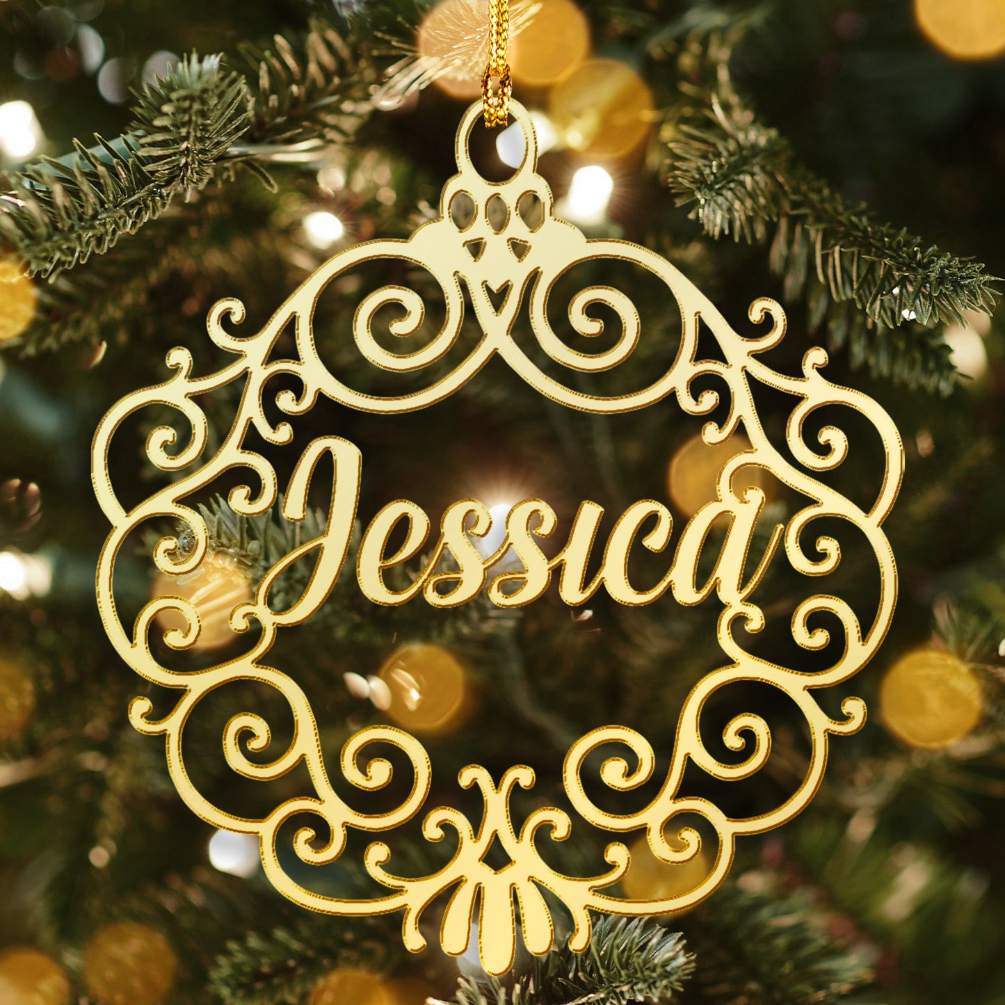 Personalized Mirrored Acrylic Christmas Bauble Ornament With Engraved Name Gift