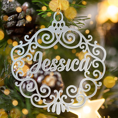 Personalized Mirrored Acrylic Christmas Bauble Ornament With Engraved Name Gift