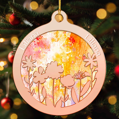 Personalized Mirrored  Acrylic Wild Flowers Ornament - Hanging Decoration