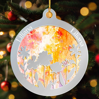 Personalized Mirrored  Acrylic Wild Flowers Ornament - Hanging Decoration