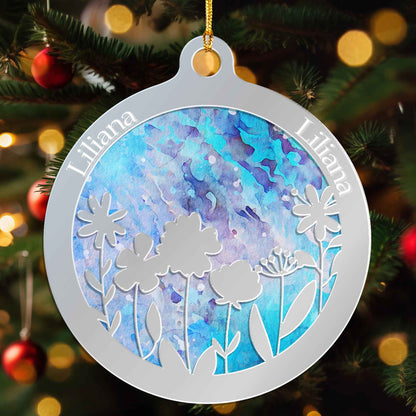 Personalized Mirrored  Acrylic Wild Flowers Ornament - Hanging Decoration