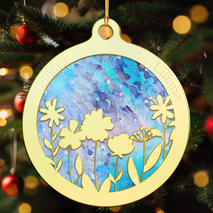 Personalized Mirrored  Acrylic Wild Flowers Ornament - Hanging Decoration