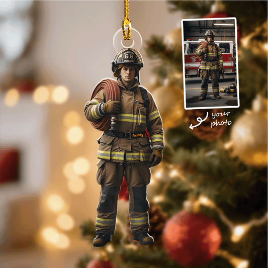 Personalized Photo Acrylic Ornament For Firefighters