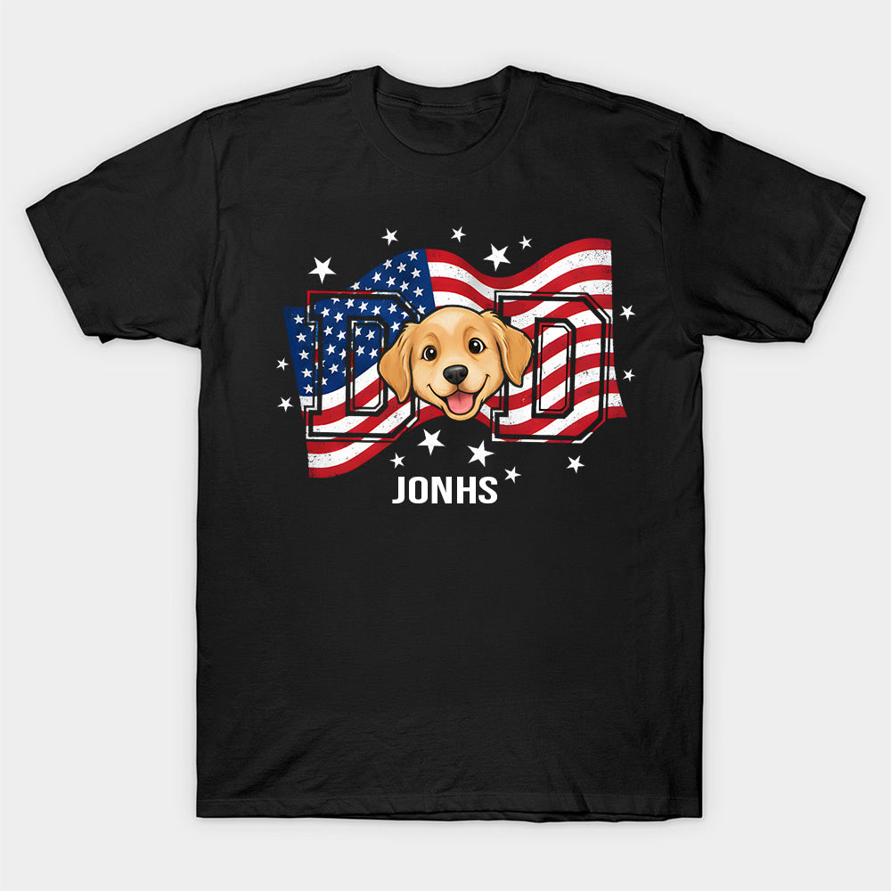 Personalized Dog Dad Ver US Flag Vintage Shirt