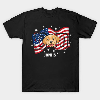 Personalized Dog Dad Ver US Flag Vintage Shirt
