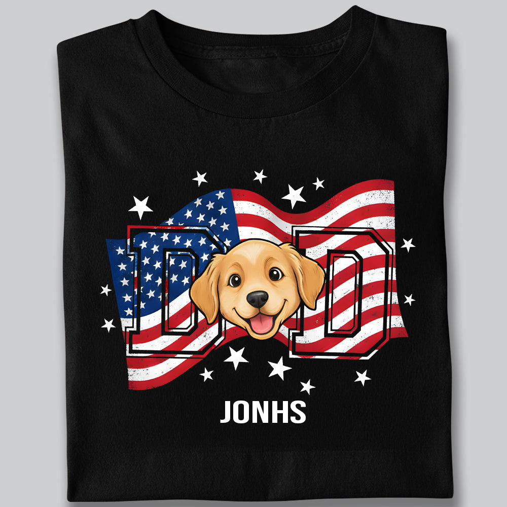 Personalized Dog Dad Ver US Flag Vintage Shirt