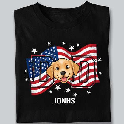 Personalized Dog Dad Ver US Flag Vintage Shirt